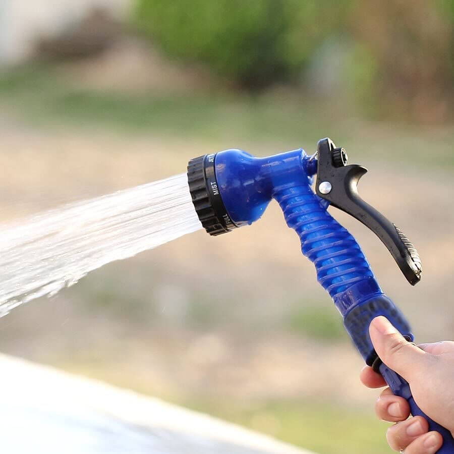 Expandable Garden Hose with Spray Nozzle, 100ft, Multi-Mode, Lightweight & Tangle-Free