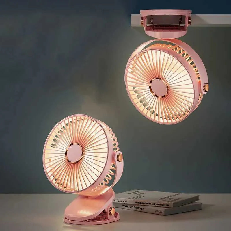 Clip Fan USB Rechargeable, 5-Speed, Night Light, 6-Inch, 4000mAh Battery