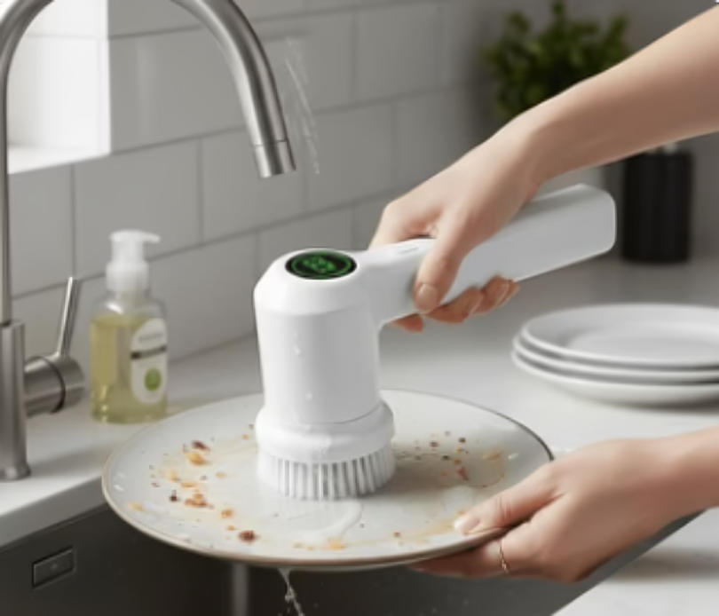 PureSpin Electric Handheld Scrubber, Rechargeable, Multiple Brush Heads, Deep Cleaning